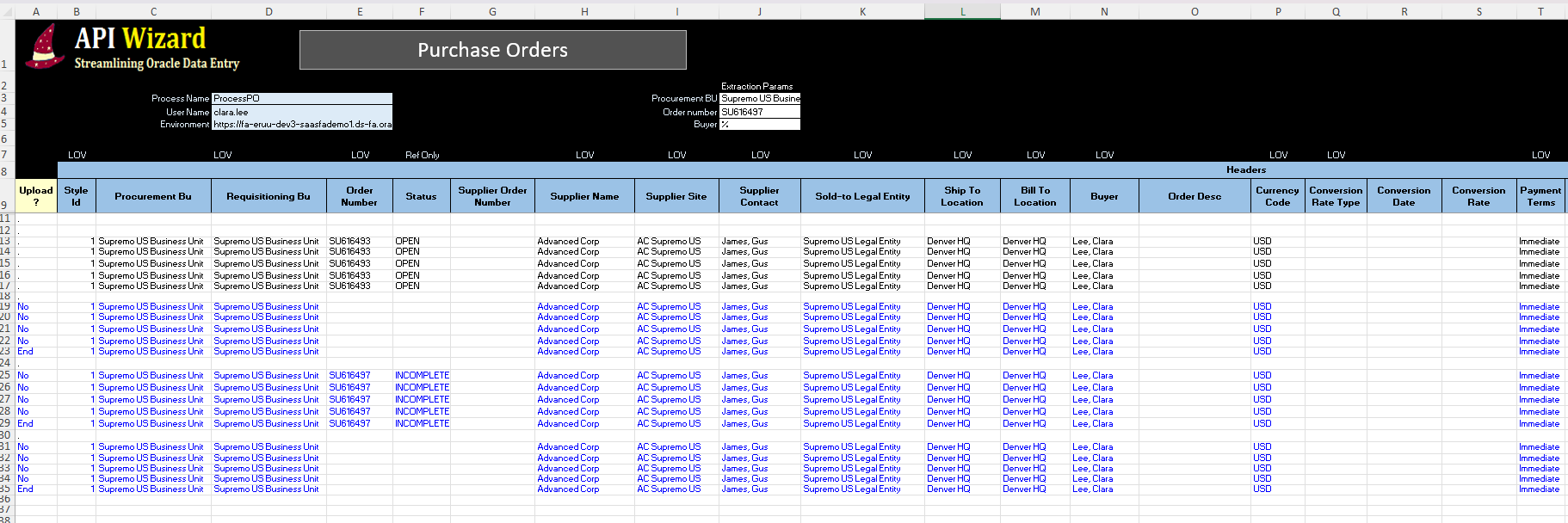 screenshot of API Wizard